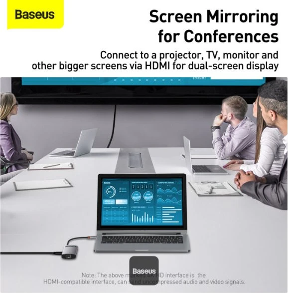 Baseus Metal Gleam 6-in-1 Hub, USB-C 3.0 [Stecker]