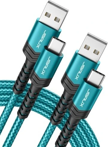 JSAUX USB Adapterkabel, USB-A [Stecker] auf USB-C [Stecker], türkis, 2m, 2er-Pack