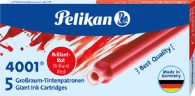 Pelikan 4001 Großraum-Tintenpatrone brillantrot, 5er-Pack