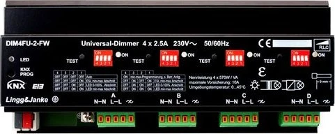 Lingg & Janke KNX Dimmaktor 4-fach, 2.5A, 12TE REG, Dimmaktor