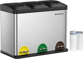 Songmics 45l edelstahl/schwarz