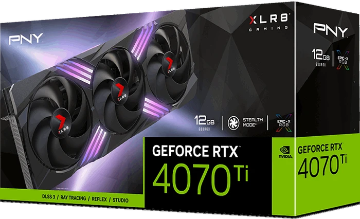PNY GeForce RTX 4070 Ti XLR8 Gaming Verto Epic-X RGB Triple Fan, 12GB GDDR6X, HDMI, 3x DP