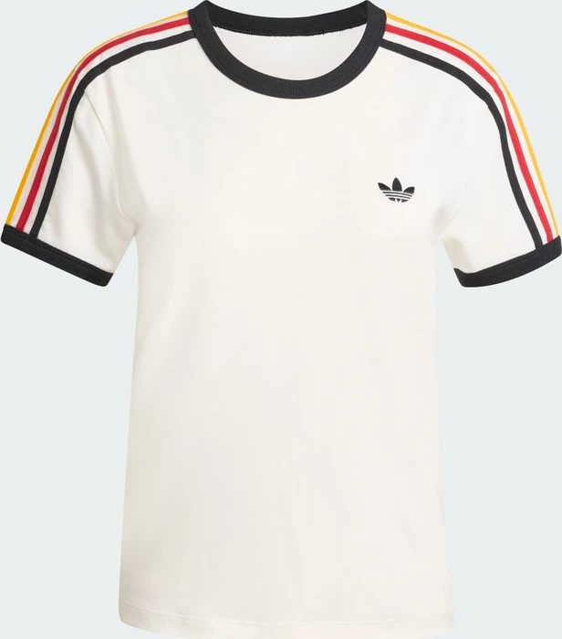adidas 3-Streifen Slim T-Shirt kurzarm cloud white/black/team power red 2/collegiate gold (Damen)
