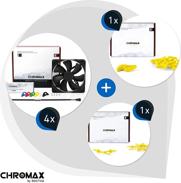 Noctua NF-A14 PWM chromax.black.swap gelb, 140mm, 4er-Pack
