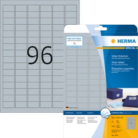 Herma Etiketten Special, 30.5x16.9mm, silber, glänzend, 25 Blatt (2400 Etiketten)