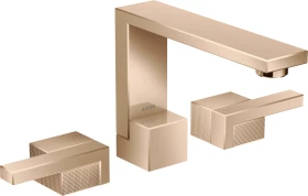 Hansgrohe AXOR Edge 3-Loch Waschtischarmatur 130 mit Push-Open Ablaufgarnitur diamantschliff polished red gold