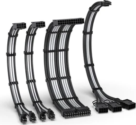 EZDIY-FAB 12VHPWR Cable Kit, 1x 24-Pin, 2x 4/8-Pin ATX, 1x 12VHPWR/3x 8-Pin PCIe, 16AWG, schwarz/weiß