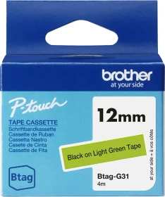 Brother Btag-G31 Beschriftungsband, 12mm, schwarz/grün