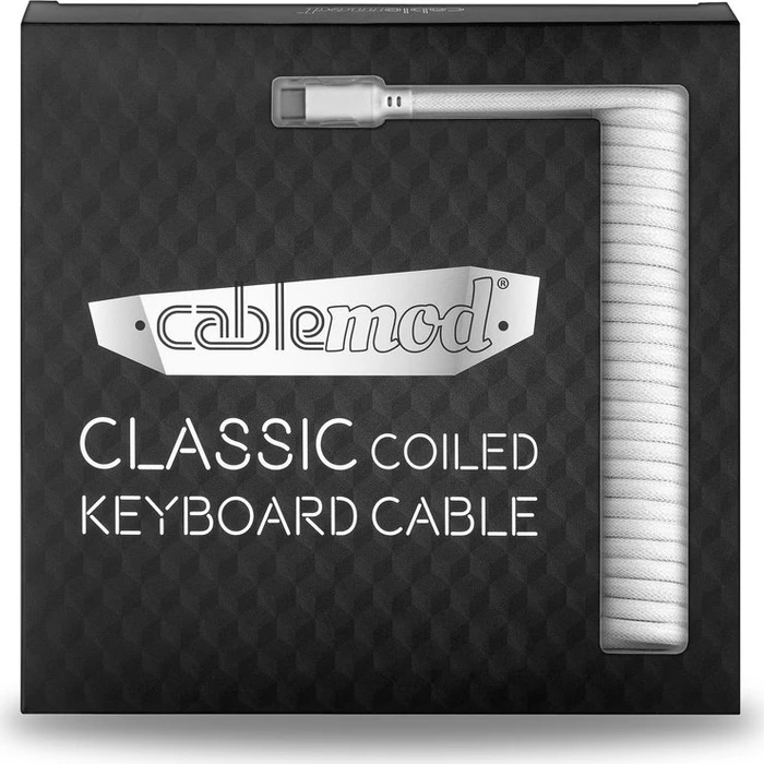 CableMod Classic Coiled Keyboard Cable USB Micro-B auf USB-A, Tastaturkabel (Spiral-Textilkabel), 1.5m, Glacier White