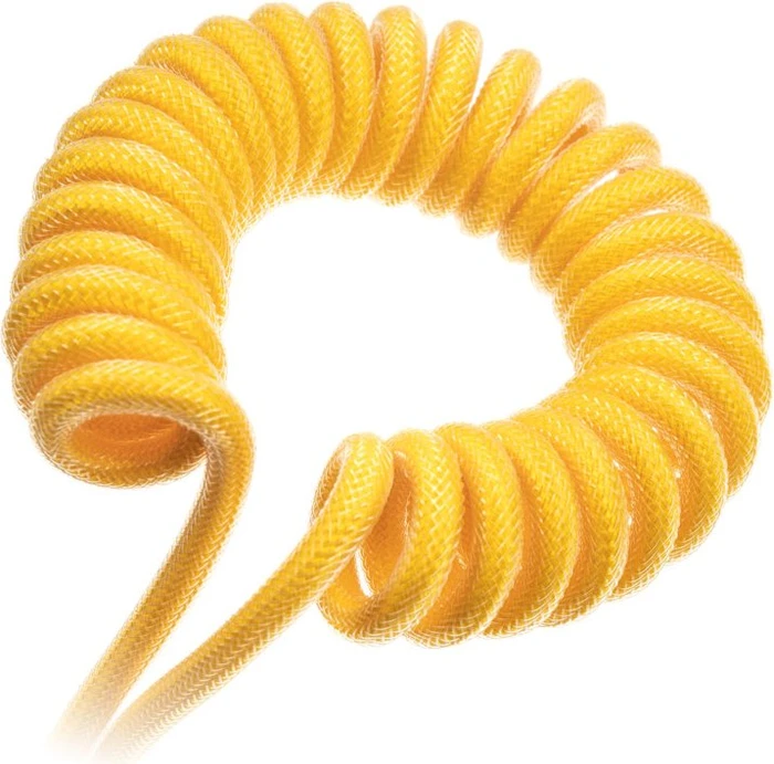 Ducky Premicord Spiralkabel USB-C auf USB-A, Tastaturkabel (Spiral-Textilkabel), 1.8m, Yellow Ducky