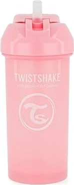 Twistshake Trinkbecher mit Strohhalm, 6+M, 360ml, perl pink