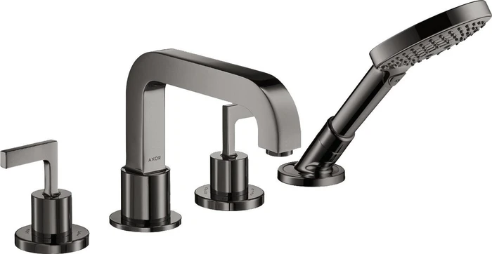 Hansgrohe Axor Citterio 4-Loch Wannenkombination mit Hebelgriff und Rosette polished black chrome