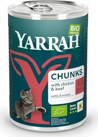 Yarrah Organic Cat Food Chunks with Chicken and Beef, 4.86kg (12x 405g)