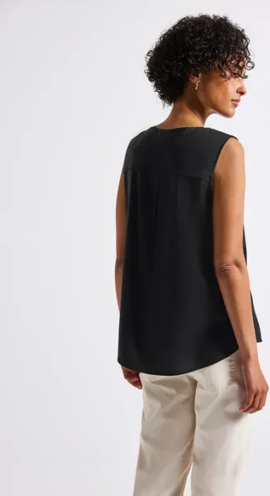 Street One Blusentop mit Brusttaschen Shirt ärmellos schwarz (Damen)