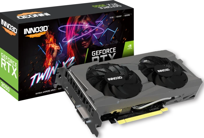 INNO3D GeForce RTX 3050 Twin X2, 8GB GDDR6, DVI, HDMI, DP
