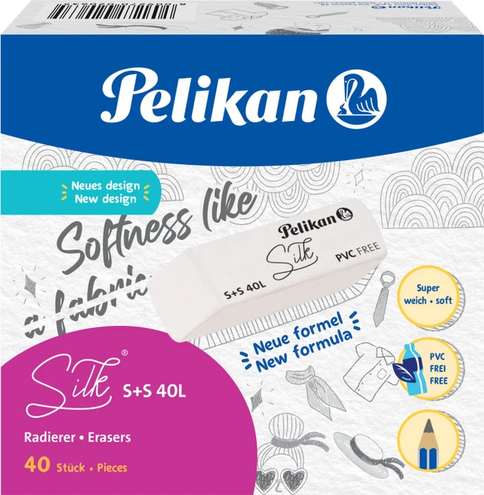 Pelikan Radierer Silk S+S 40L, weiß, 40er-Pack