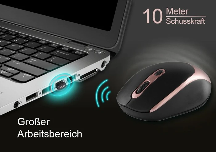 Inca IWM-211RG Silent Wireless Mouse schwarz/rosegold, USB