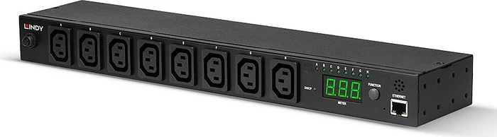 Lindy IPower Switch Classic 8, 1HE, 8-fach, 20A/230V, schwarz