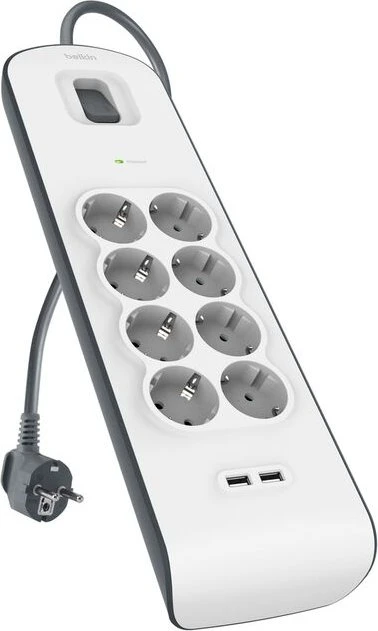 Belkin SurgePlus Überspannungsschutz v2, 8-fach, mit USB, 2m