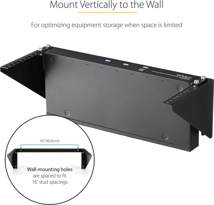 StarTech RK419WALLV, Wandmontage Rack für vertikale Montage, schwarz, 4HE