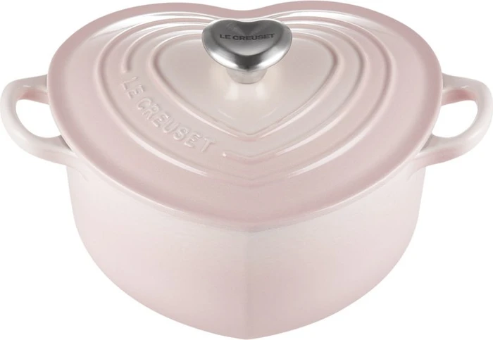 Le Creuset Gusseisen Herzbräter mit Herzknopf 20cm 1.9l shell pink