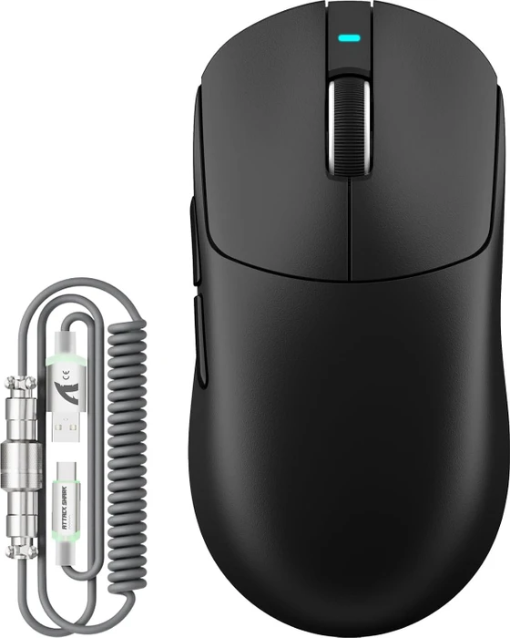 Attack Shark X8 Plus Tri-mode Wireless Gaming Mouse, schwarz, inkl. C06 Ultra LED Kabel, USB/Bluetooth