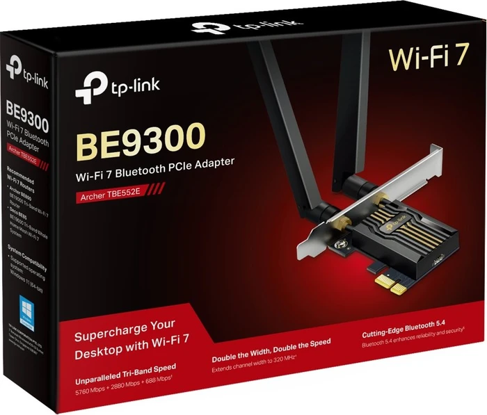 TP-Link Archer TBE552E, Wi-Fi 7, BE9300, PCIe x1
