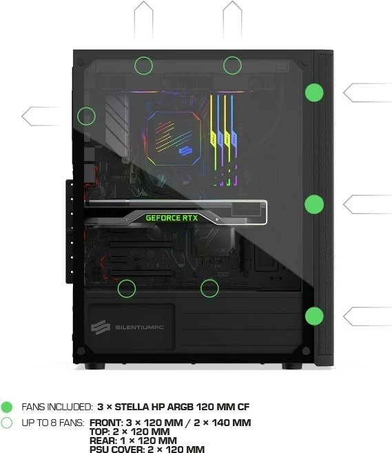 Endorfy SilentiumPC Ventum VT2 Evo TG ARGB, Glasfenster