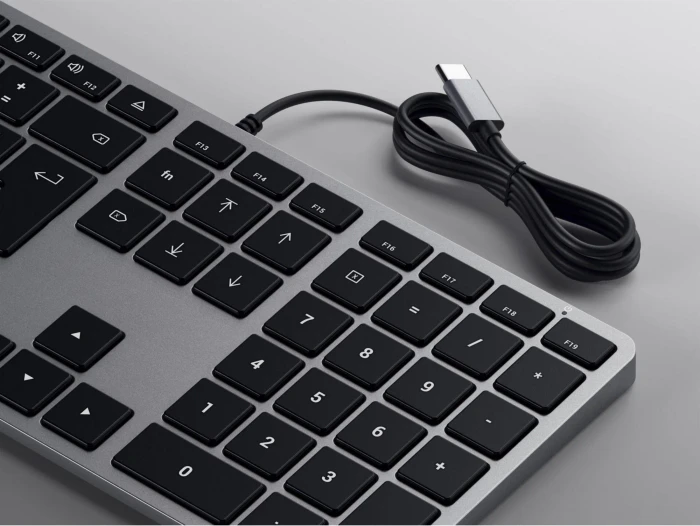 Satechi Slim W3 Wired Backlit Keyboard, -C, schwarz/grau, USB, DE
