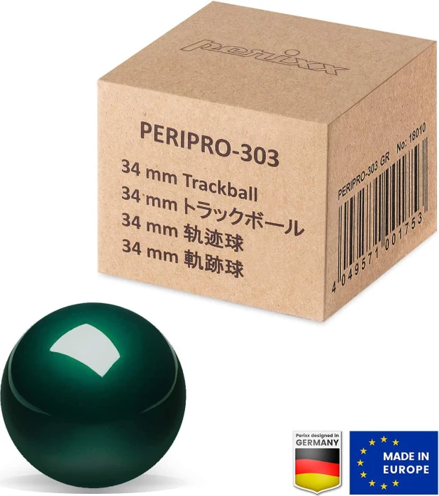Perixx PERIPRO-303GLG 34mm für Perimice und Logitech M570, Ersatz-Trackball, dunkelgrün, grün