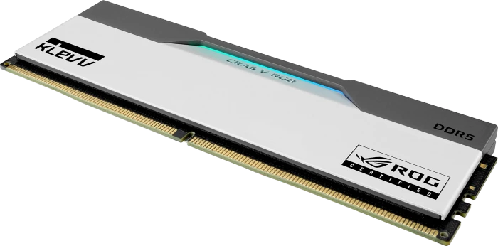 Klevv Cras V RGB ROG Certified weiß/schwarz UDIMM 32GB Kit, DDR5-6200, CL32-38-38-78