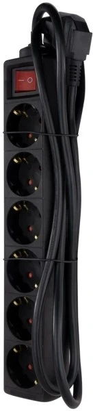 REV Ritter Tisch-Steckdosenleiste mit Schalter, 6-fach, 1.4m, schwarz
