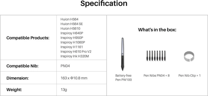 Huion PW100 schwarz/silber