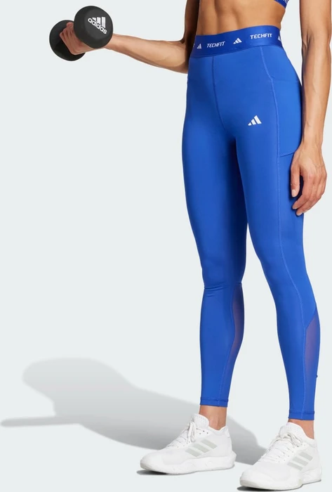 adidas Techfit Stash Pocket Full-Length Hose lang semi lucid blue (Damen)