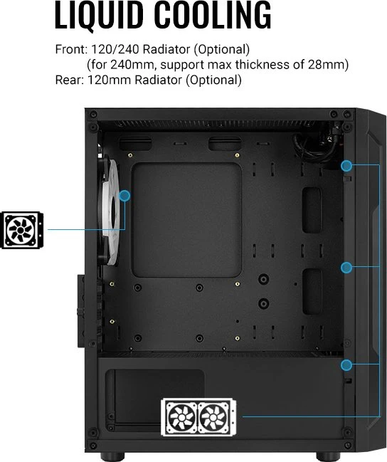 AeroCool Trinity Mini, Lüfter LED RGB, Glasfenster