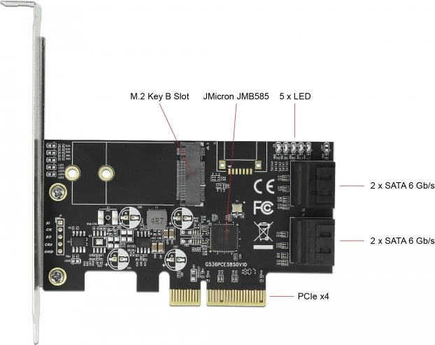 DeLOCK 4x SATA, 1x M.2 SATA, PCIe 3.0 x4
