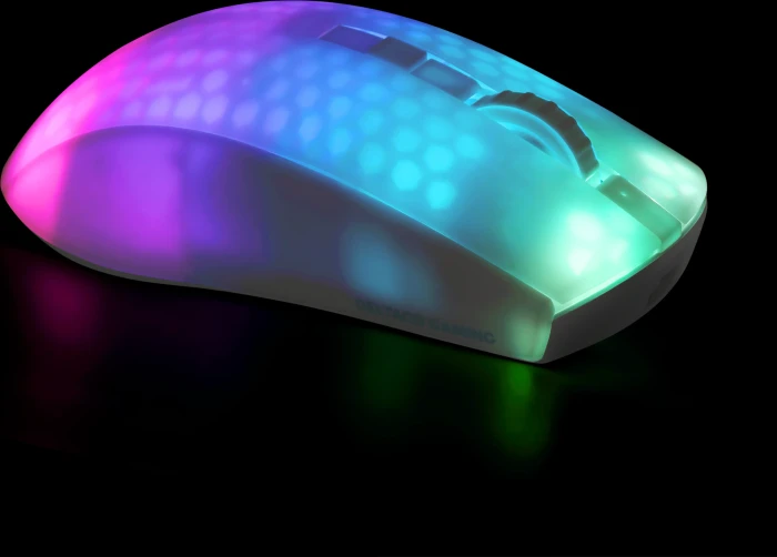 Deltaco WM89 Wireless RGB Lightweight Gaming Mouse weiß/transluzent, USB