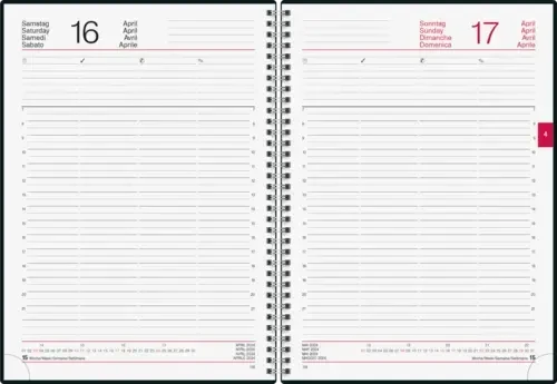 Brunnen Modell Conform Tageskalender 2024, 210x291mm, Kunststoff-Cover, schwarz, 192 Blatt