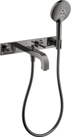 Hansgrohe Axor Citterio 3-Loch Wannenkombination mit Hebelgriffen und Platte polished black chrome