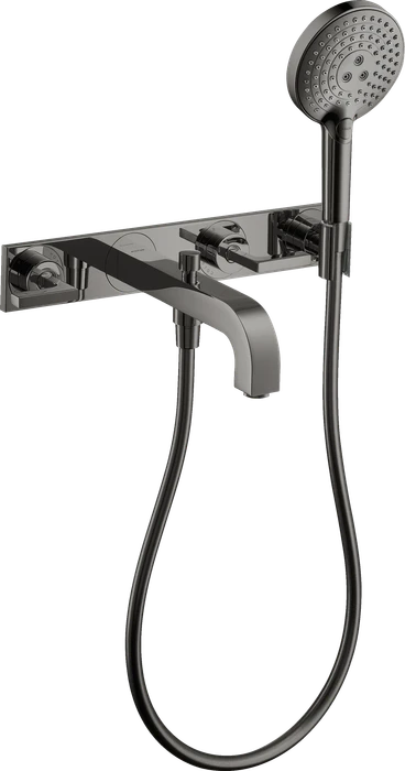 Hansgrohe Axor Citterio 3-Loch Wannenkombination mit Hebelgriffen und Platte polished black chrome