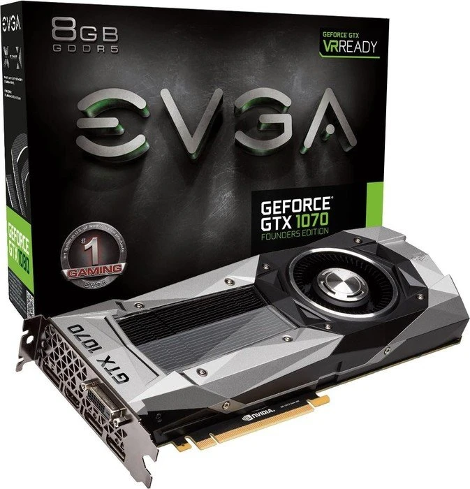 EVGA GeForce GTX 1070 Founders Edition, 8GB GDDR5, DVI, HDMI, 3x DP