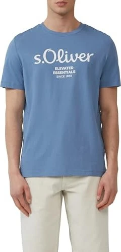 s.Oliver Logo-Print T-Shirt kurzarm ozeanblau (Herren)