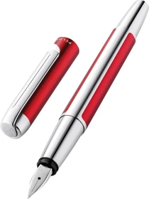 Pelikan Pura P40 bordeaux/silber, rechte Hand, breit, Geschenkbox