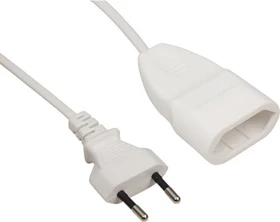 McPower Verlängerungskabel weiß H03VVH2-F 2x0,75, Euro-Stecker, 2m