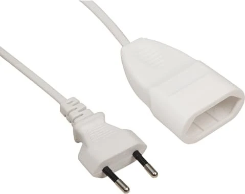 McPower Verlängerungskabel weiß H03VVH2-F 2x0,75, Euro-Stecker, 2m