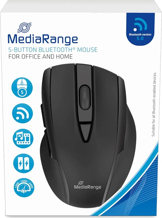 MediaRange 5-Button Bluetooth Mouse schwarz, Bluetooth