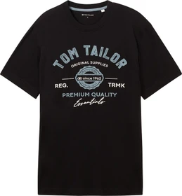 Tom Tailor Logo-Print T-Shirt kurzarm schwarz (Herren)