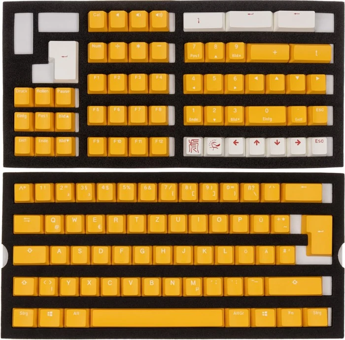 Ducky Keycap Set, Kunststoff (PBT) Double-Shot, weiß/gelb, 109 Tasten, ISO-DE
