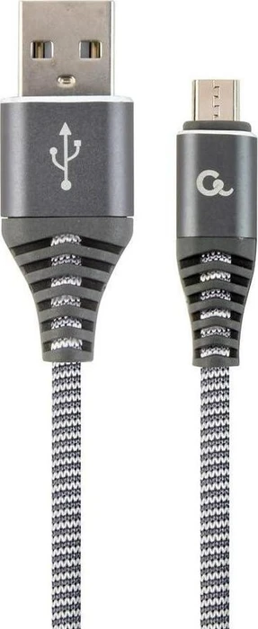 Gembird Premium Cotton Braided Micro-USB Charging And Data Cable 1.0m grau/weiß