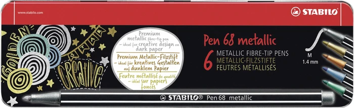 Metallic Farben sortiert, 6er-Set, Metallbox